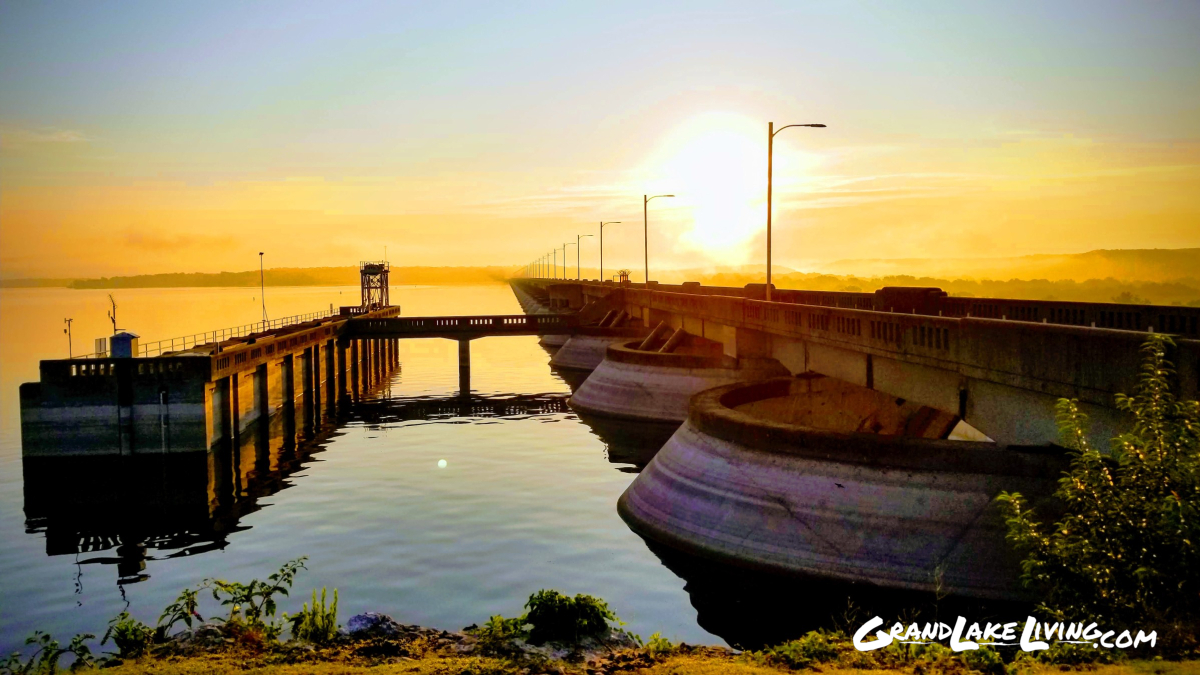 Sunrise over Pensacola Dam at Grand Lake